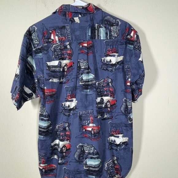 North River Outfitters Classic Car Route 66 Men's Button Up Shirt in Size M Blue - Picture 5 of 5